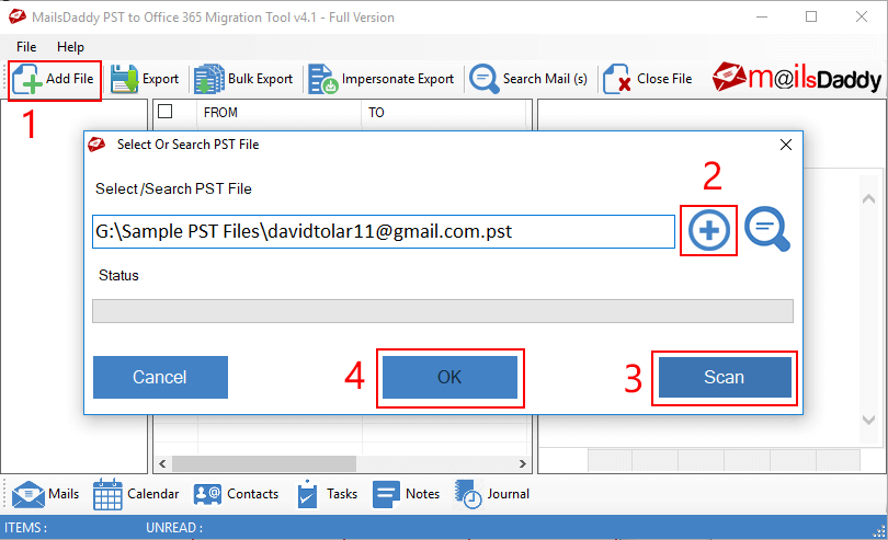 screenshot of MailsDaddy PST to Office 365